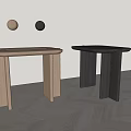 Modern Light Wooden And Black Stools With Round Wall Decor On Light Wall Wooden Floor
