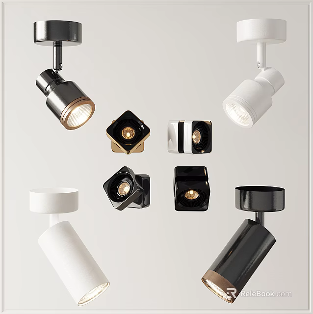 Downlights and Spotlights Various Modern Black and White Styles for Home Lighting Fixtures 3d model 