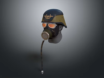 Durable Fire Equipment Including Fire Helmet Gas Mask And Protective Goggles 3d model