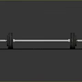 Sturdy Fitness Barbell Equipment With Weight Plates On Black Exercise Mat