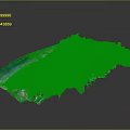 3D Rendered Terrain Model With Coastal Line Green Vegetation And Blue Water Areas