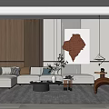 Modern sofa coffee table combination home 3d model