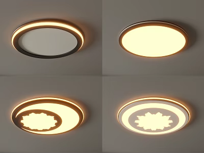 Stylish Round Ceiling Lights With Various Decorative Patterns And Illuminated Design Styles 3d model