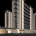 Modern High Rise Residential Building Exterior With Balconies Surrounding Trees And Entrance Design