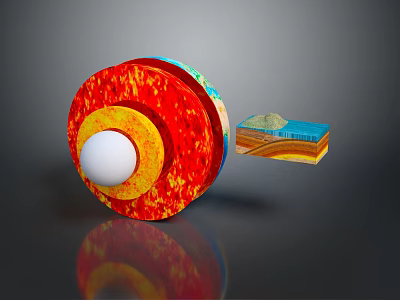 3D Earth Internal Structure Model With Core Mantle Crust And Geological Layers 3d model