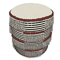 Woven Stool Featuring Layered Stripes White Black And Red Decorative Design 3d model
