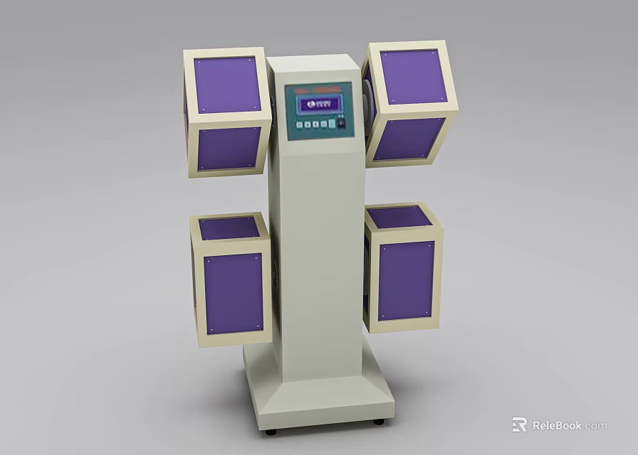 Industrial Equipment with White Main Body and Purple Square Modules Equipped with Digital Display Screen 3d model 