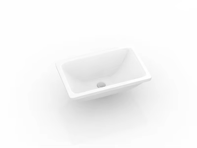 Modern White Square Ceramic Countertop Washbasin with Sleek Surface and Reflection 3d model
