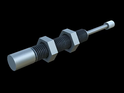 Industrial Equipment Precision Metal Threaded Rod Component With Hex Nut And Mechanical Design 3d model