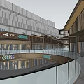 Modern Commercial Complex Featuring Glass Curtain Wall Large Digital Screen And Traditional Style Annex Building