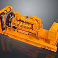 Orange Industrial Diesel Generator With Engine Fan And Mechanical Base