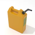 Yellow Jerry Can With Black Spout And Green Label On White Background