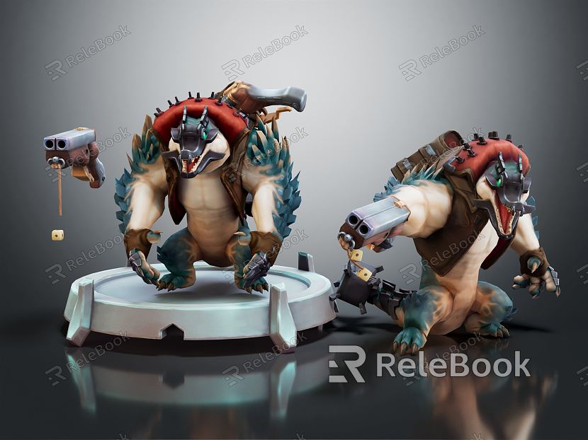 Modern Game Character Crocodile Monster Crocodile Monster Warrior model