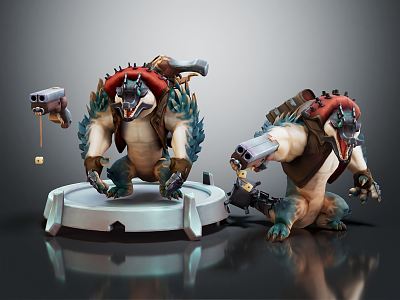 Modern Game Character Crocodile Monster Crocodile Monster Warrior 3d model