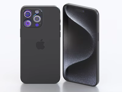 Apple Black Smartphone With Rear Purple Lens Camera And Front Curved 3d model