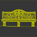 Outdoor Decorative Stone Bench With Intricate Carved Backrest And Stone Slab Base