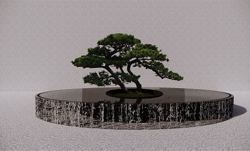 Modern Pine Waterscape Tree Pool Pohan Pine 3d model