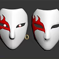 White Decorative Masks With Red Patterns And Small Ring Equipment 3d model