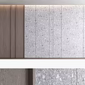 Modern Interior Gray Terrazzo Background Wall With Wooden Panel Design 3d model