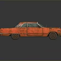 Orange Vintage Rusty Old Car with Classic Design and Weathered Exterior