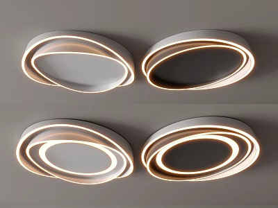 Modern Ring Shaped LED Ceiling Lights with Illuminated Design Mounted on Ceiling 3d model