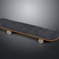 Black Skateboard With Orange Edge Red Grip Dots And Smooth Rolling Wheels