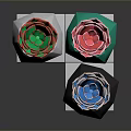 Colorful Succulent Plants in Geometric Pots on White Cube Bases with Dark Background