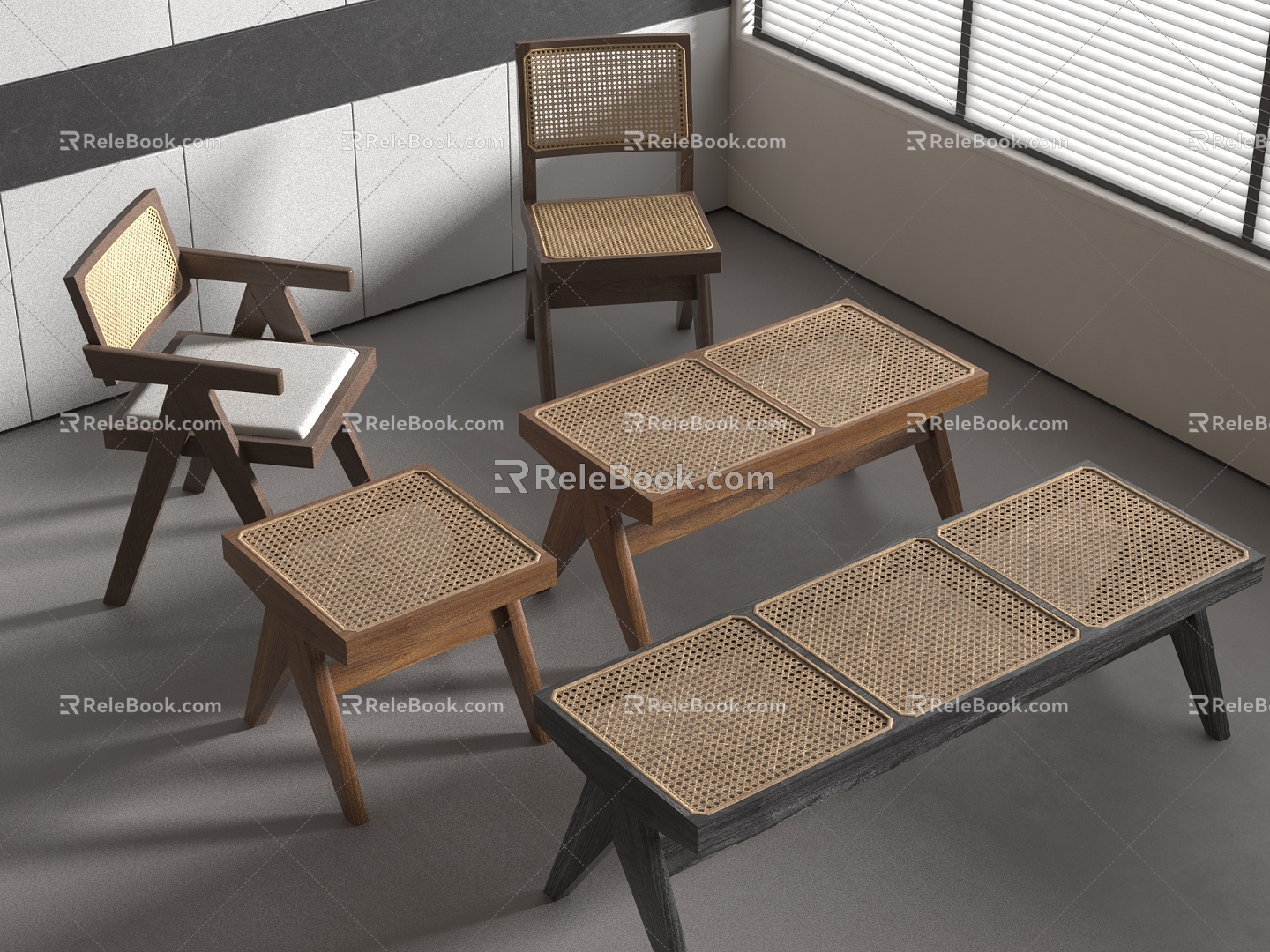 Bench Rattan Bench Dining Chair model