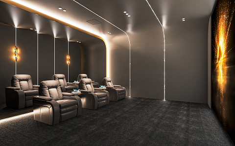 modern video room audio-visual room projection room cinema private theater massage chair sofa 3d model