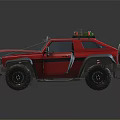 Red Off Road Vehicle With Roof Rack Modified Front Bumper And Black Tires 3d model