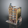 European Architecture Model With Intricate Facade Multiple Windows And Tower Detail