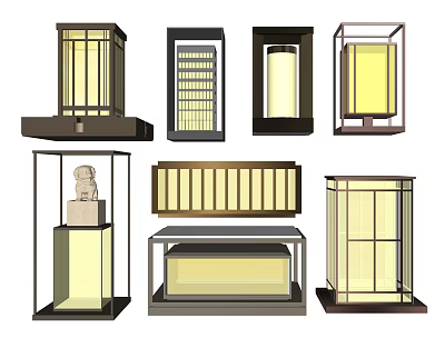 Modern Outdoor Lights With Various Metal Frame Designs And Glass Panel Lighting Elements 3d model