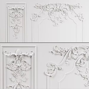 French Carved Gypsum Carved Component Wall Decoration Carved Gypsum Line Corner Wall Decoration Bread Modeling Wall Carved Modeling 3d model