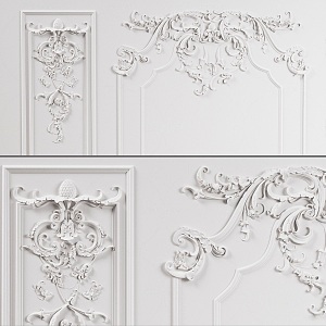 French Carved Gypsum Carved Component Wall Decoration Carved Gypsum Line Corner Wall Decoration Bread Modeling Wall Carved Modeling 3d model