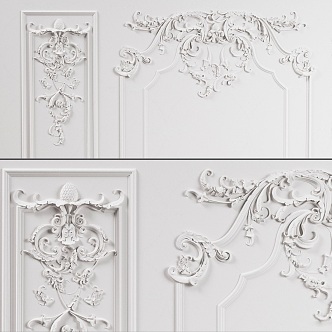 French Carved Gypsum Carved Component Wall Decoration Carved Gypsum Line Corner Wall Decoration Bread Modeling Wall Carved Modeling 3d model