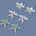 Decorative Butterfly Ornaments With Intricate Patterns And Green Accent Details
