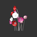 Colorful Floral Arrangement With Red White Pink Blooms On Black Background