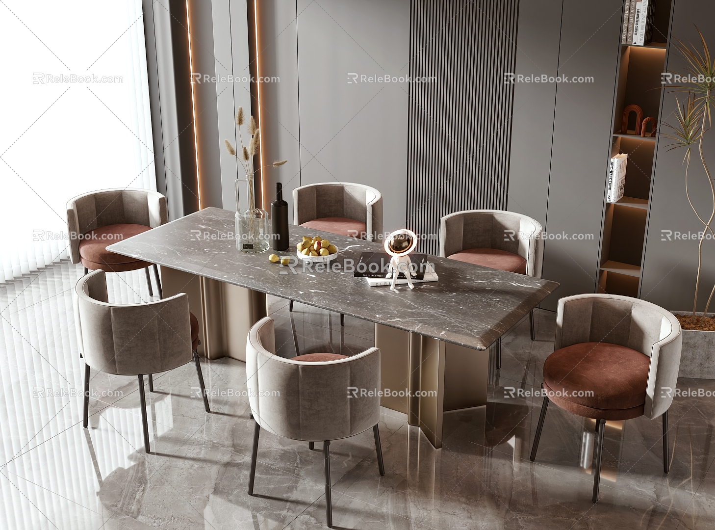 Dining table and chair 3d model