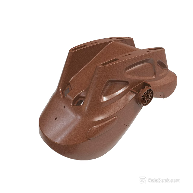 Brown Mechanical Housing With Multiple Holes And Gear Like Structure 3d model 