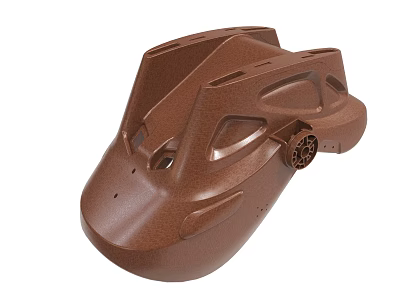 Brown Mechanical Housing With Multiple Holes And Gear Like Structure 3d model