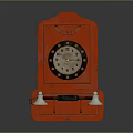 Vintage Red Telephone Booth With Circular Black Window And White Horn Speakers
