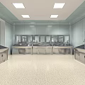 Cleanroom Facility With Stainless Steel Sinks Multiple Basins And Reflective Walls