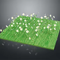 Lush Green Grass Surface Adorned With Small White Flowers And Fresh Plants