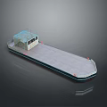 Flat Bottom Boat With Upper Cabin Flat Deck And Red Buoys Design 3d model