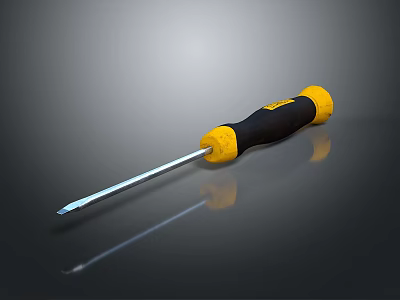 Professional Hardware Tool Screwdriver With Yellow And Black Handle And Metal Shaft 3d model