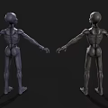 Game Movie Character Design With Glowing Red Eyes Slim Skeletal Body And Color Variants