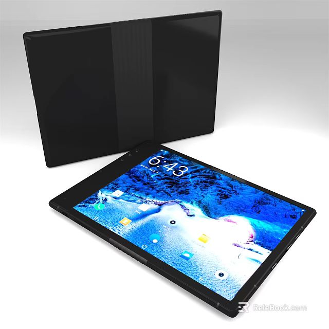 Modern Tablet With Protective Case And Display Screen Showing Time And App Icons 3d model 