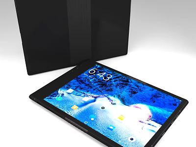 Modern Tablet With Protective Case And Display Screen Showing Time And App Icons 3d model