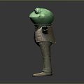 Green Frog Wearing Beige Suit With Red Bow Tie And Outstretched Arms On Gray Background