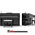Black Upright Pianos With Matching Stools For Musical Instrument